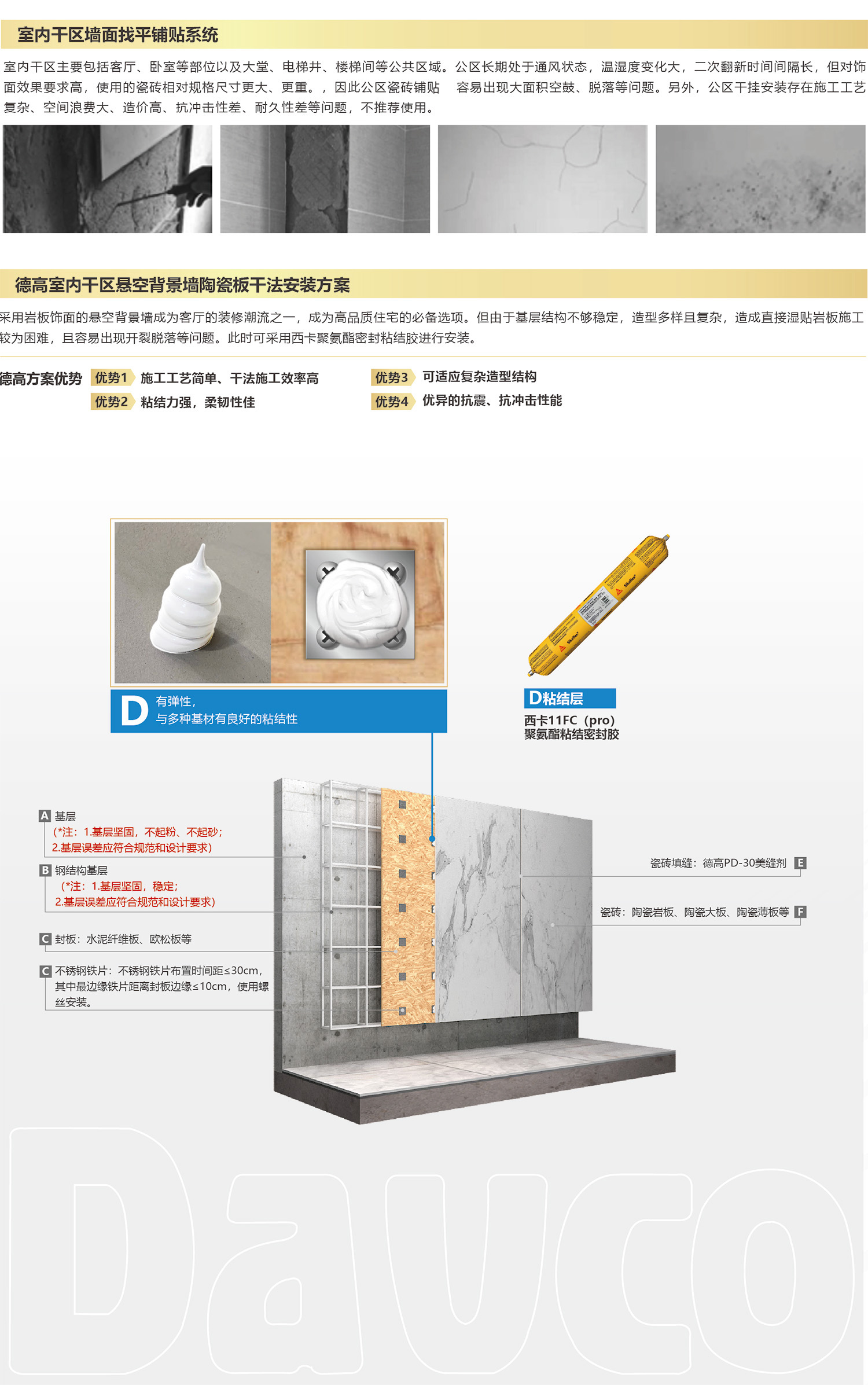 凯发K8旗舰厅室内干区悬空配景墙陶瓷板干法装置计划